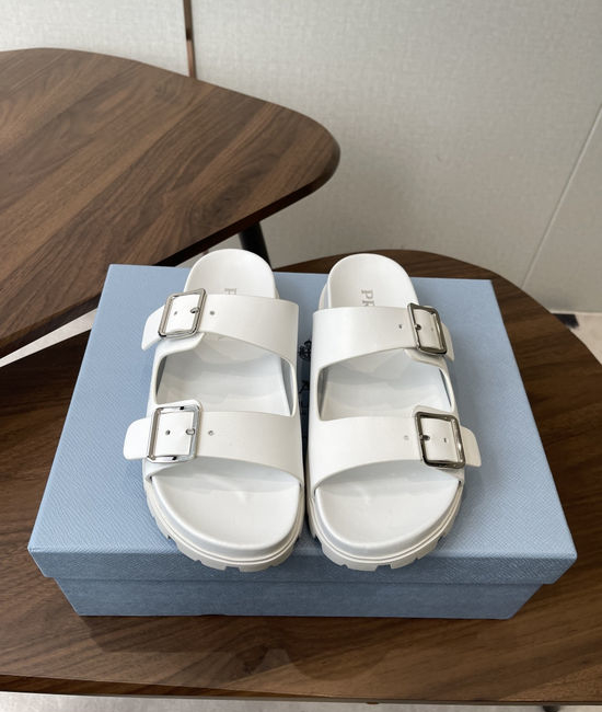 Prada Woven Platform Sandals with Buckle Detail Durable Outsole