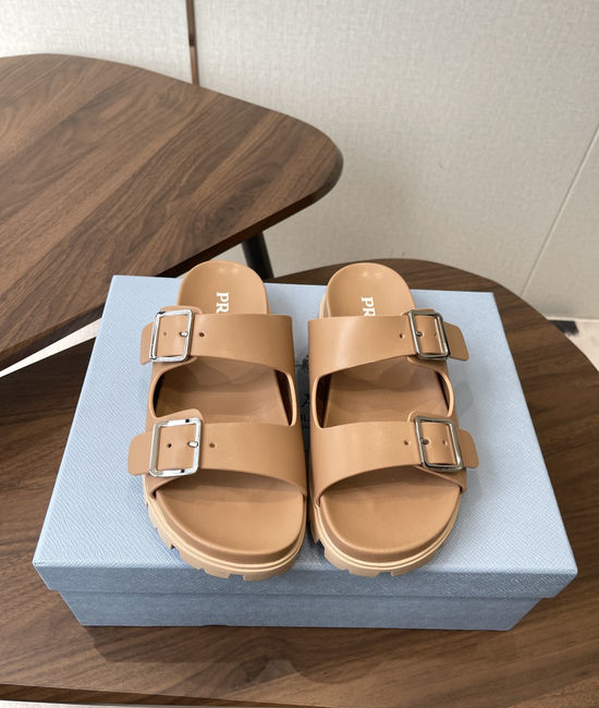 Prada Woven Platform Sandals with Buckle Detail Durable Outsole