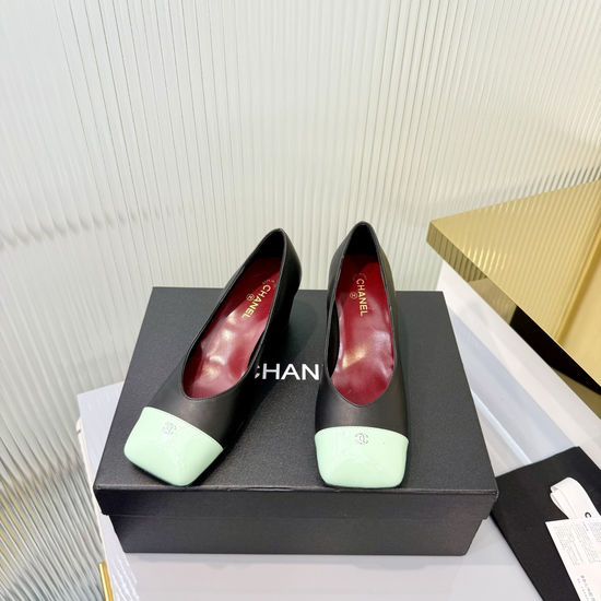 Chanel Classic Mid Heel Leather Ballet Dress Shoes