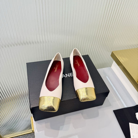 Chanel Classic Leather Slip On Ballet Flat Shoes