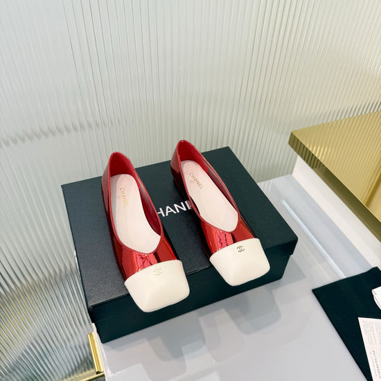 Chanel Classic Leather Slip On Ballet Flat Shoes
