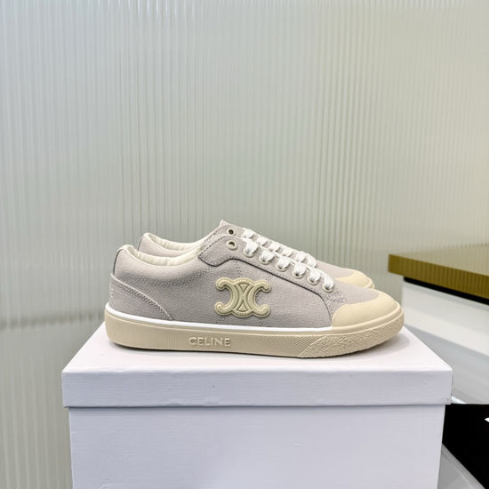 Celine Thick Sole Canvas Casual Sneakers with Logo Details