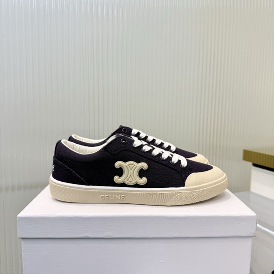 Celine Thick Sole Canvas Casual Sneakers with Logo Details