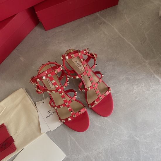 Valentino Handmade Rivet Leather Sandals with Durable Outsole