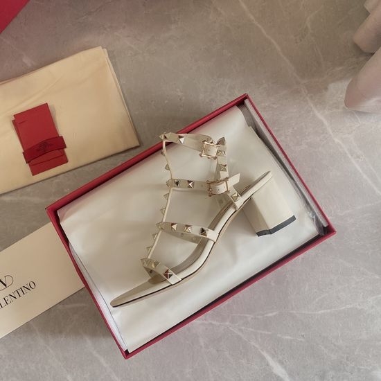 Valentino Handmade Rivet Leather Sandals with Durable Outsole