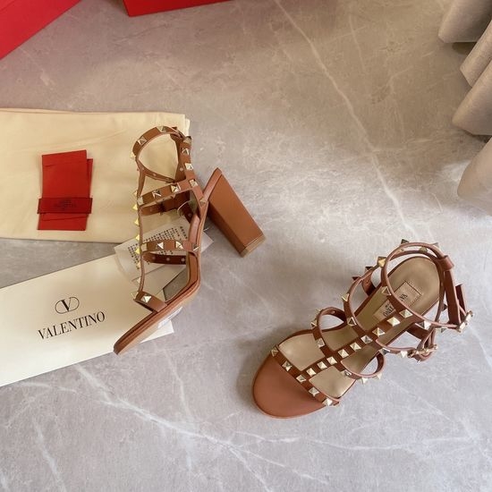Valentino Handmade Rivet Leather Sandals with Durable Outsole