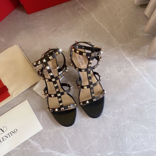 Valentino Handmade Rivet Leather Sandals with Durable Outsole