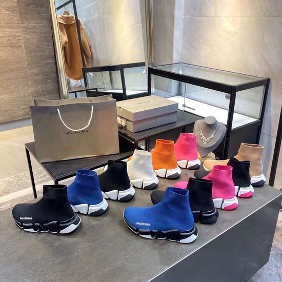 Balenciaga Stretchy Knit Upper High Top Casual Slip On Sneakers