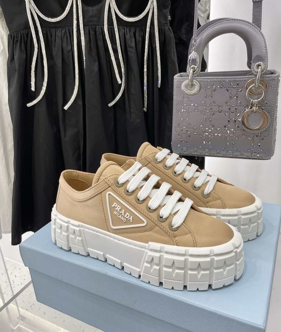 Prada Platform Canvas Sneakers Height Boosting Lined