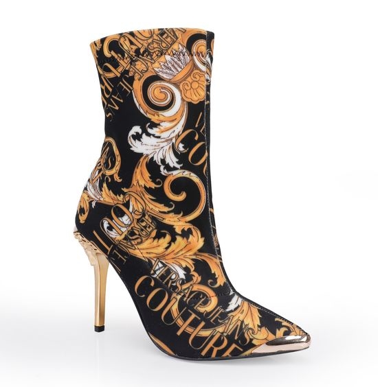 Versace Printed Stretch Ankle Boots with Sheepskin Lining