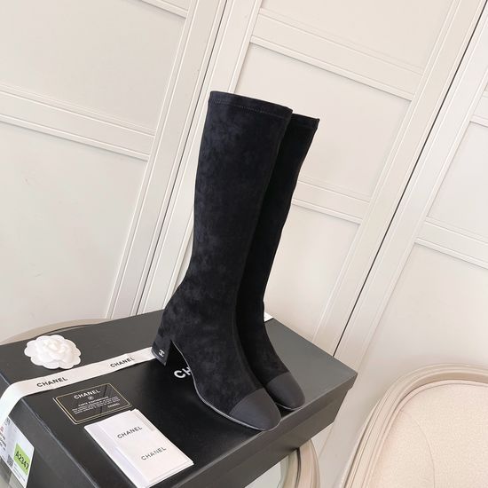 Chanel Classic Block Heel Stretch Boots Elegant Comfortable Footwear