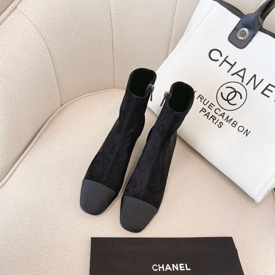 Chanel Classic Block Heel Stretch Boots Casual Daily Comfortable
