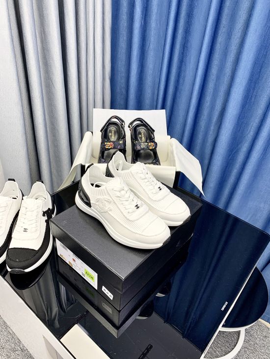 Chanel Color Block Knit Chunky Sneakers Comfort Height Increasing Shoes
