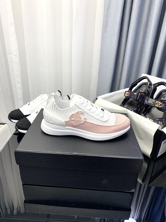 Chanel Color Block Knit Chunky Sneakers Comfort Height Increasing Shoes