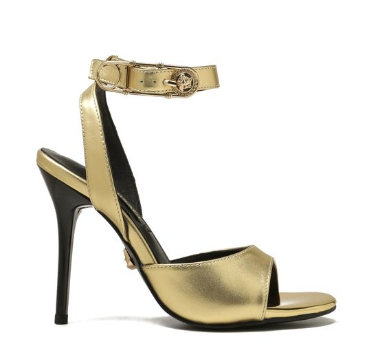 Versace Stylish Pin Decor High Heel Leather Sandals