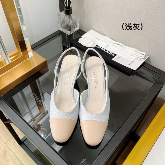 Chanel Premium Genuine Leather Square Toe Slingback Sandals