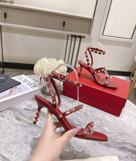 Valentino Studded Leather Sandals Genuine Leather Sole Available