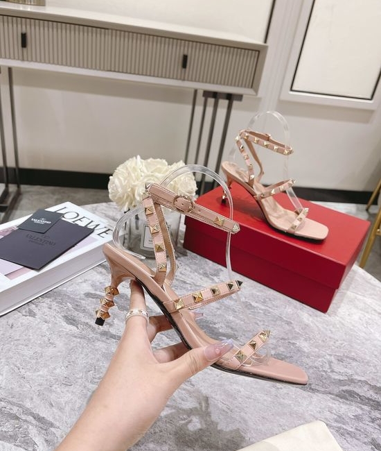 Valentino Studded Leather Sandals Genuine Leather Sole Available