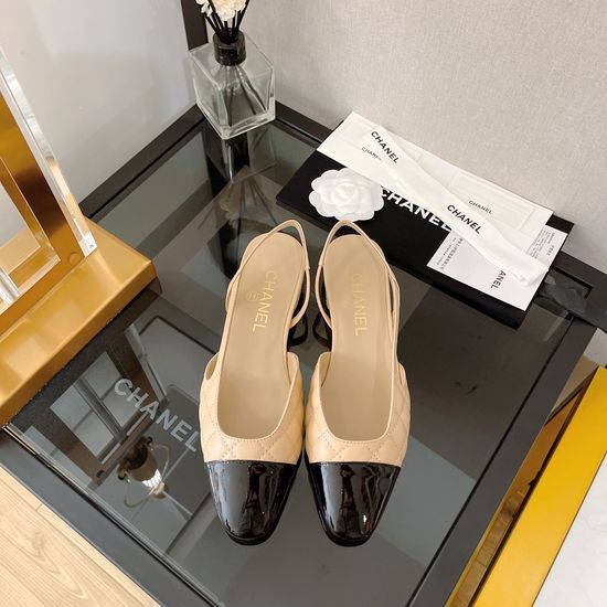 Chanel Quilted Lambskin Square Toe Slingback Flat Sandals