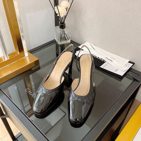 Chanel Quilted Lambskin Square Toe Slingback Flat Sandals