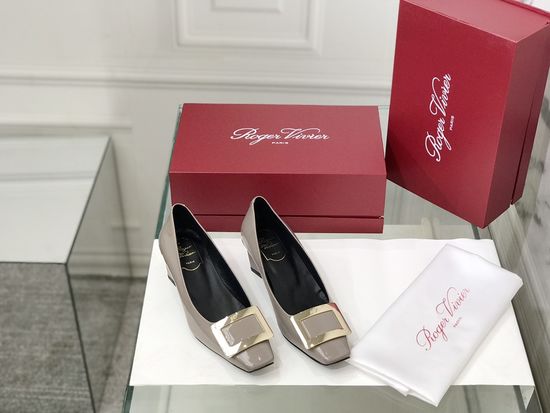 Roger Viver Patent Leather Buckle Low Heel Pumps