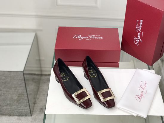 Roger Viver Patent Leather Buckle Low Heel Pumps