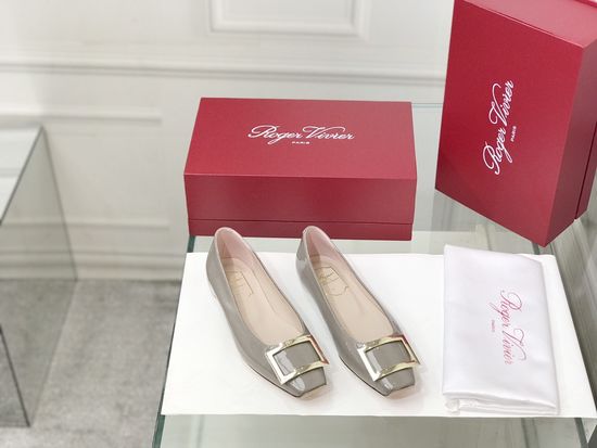 Roger Viver Patent Leather Buckle Flat Pumps