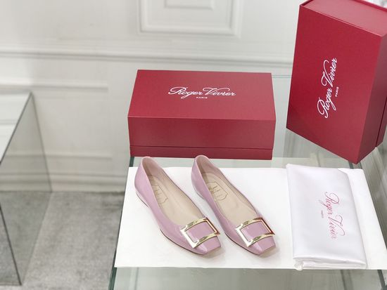 Roger Viver Patent Leather Buckle Flat Pumps