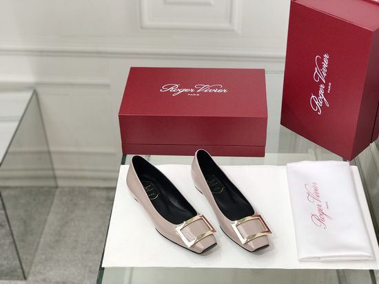 Roger Viver Patent Leather Buckle Flat Pumps