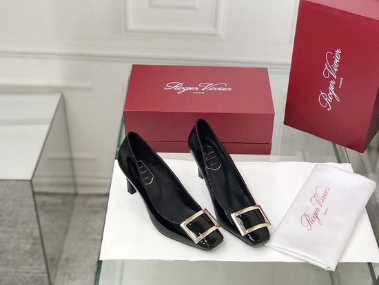 Roger Viver Patent Leather Buckle Block Heel Pumps