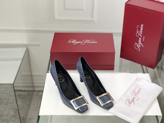 Roger Viver Patent Leather Buckle Block Heel Pumps