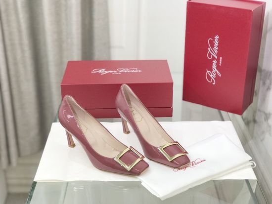 Roger Viver Patent Leather Buckle Block Heel Pumps