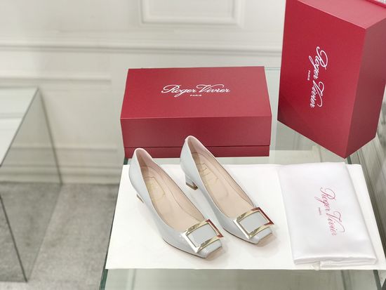 Roger Viver Patent Leather Buckle Chunky Heel Pumps