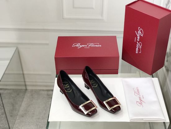 Roger Viver Patent Leather Buckle Chunky Heel Pumps