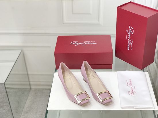 Roger Viver Patent Leather Buckle Chunky Heel Pumps