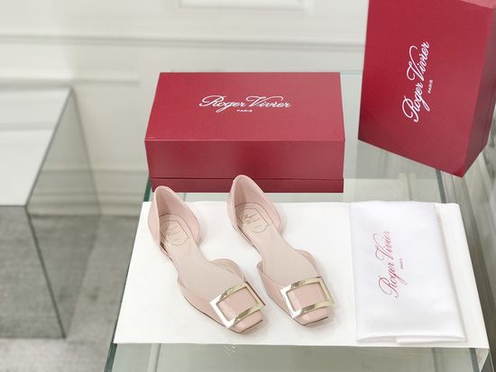 Roger Viver Patent Leather Buckle Cutout Flat Pumps