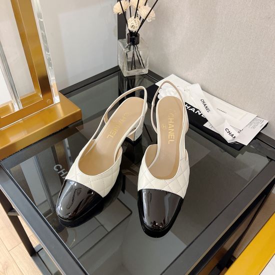 Chanel Quilted Lambskin Square Toe Slingback Flat Sandals
