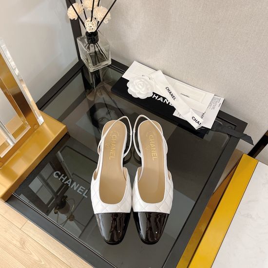 Chanel Quilted Lambskin Square Toe Slingback Flat Sandals