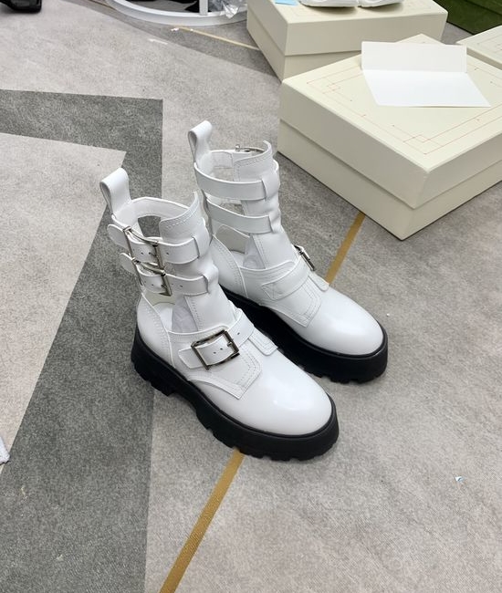 McQueen Retro Hollow Leather Short Boots in Classic Colors