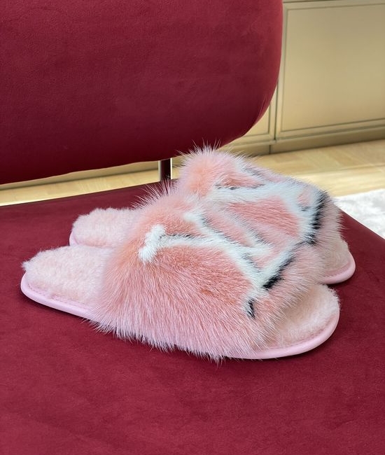 Louis Vuitton LV Luxury Real Mink Fur Soft Indoor Home Slippers