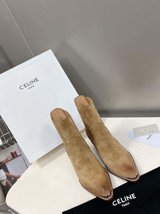 Celine Premium Leather Ankle Boots with Retro Logo Detail