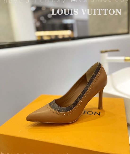 Louis Vuitton LV Classic Studded Leather High Heel Shoes With Rivet Details