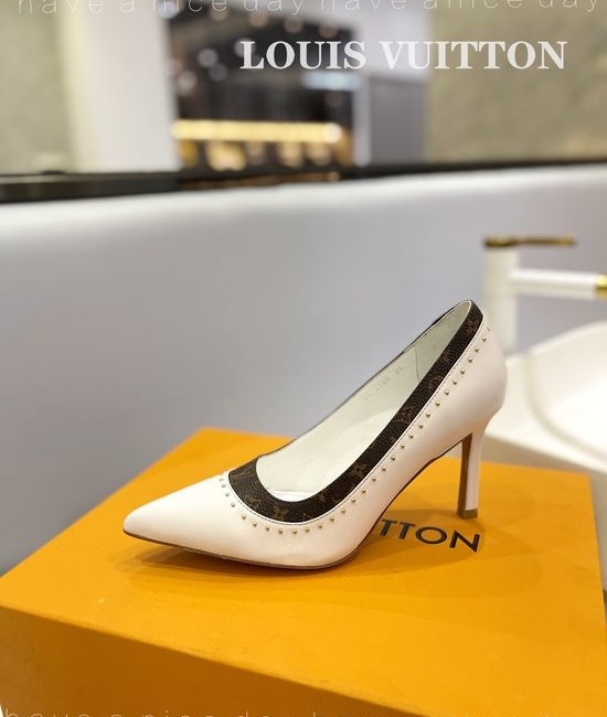 Louis Vuitton LV Classic Studded Leather High Heel Shoes With Rivet Details