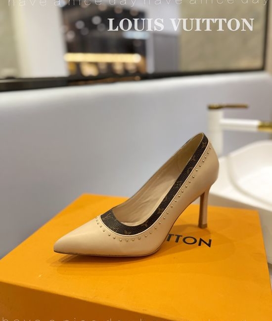 Louis Vuitton LV Classic Studded Leather High Heel Shoes With Rivet Details