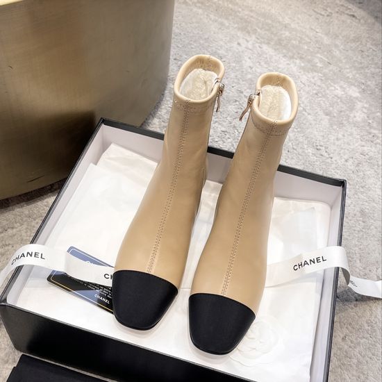 Chanel Lined Warm Chunky Heel Elastic Boots