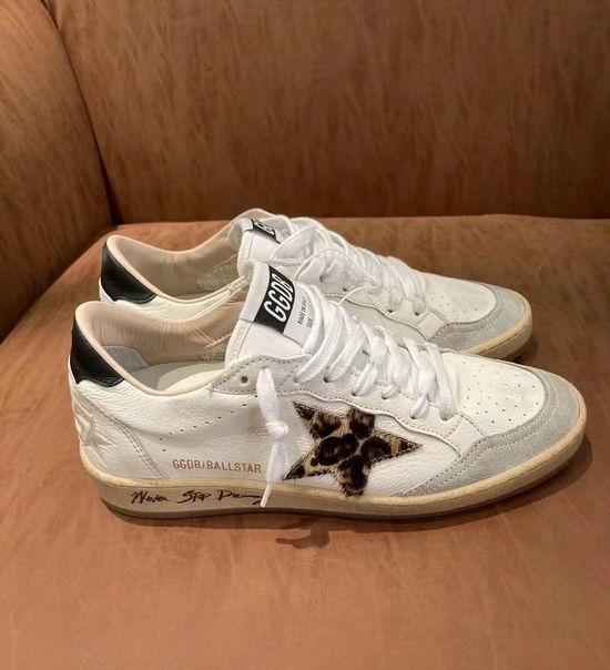 Golden Goose GGDB Classic Distressed Leopard Print Accent Thick Sole Casual Shoes