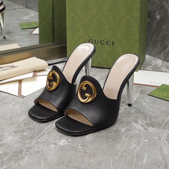 Gucci Premium Cone Heel Leather Shoes with Signature Emblem