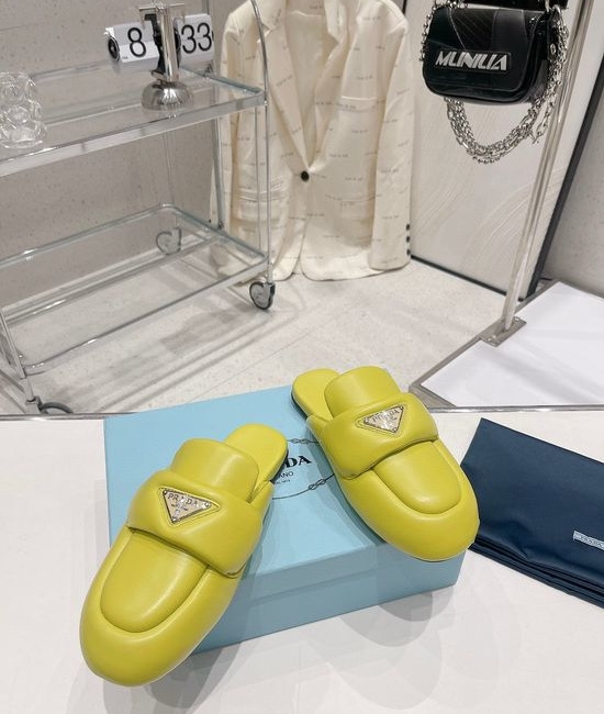 Prada Genuine Leather Lightweight Slip-on Casual Mule Shoes