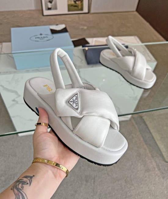 Prada Casual Flat Slide Sandals with Lightweight Cushioned Sole