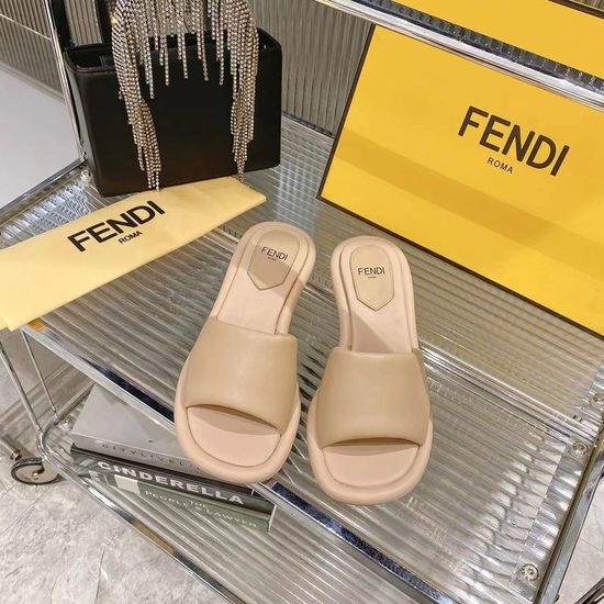 Fendi Platform Slide Sandals With Embroidered Detail